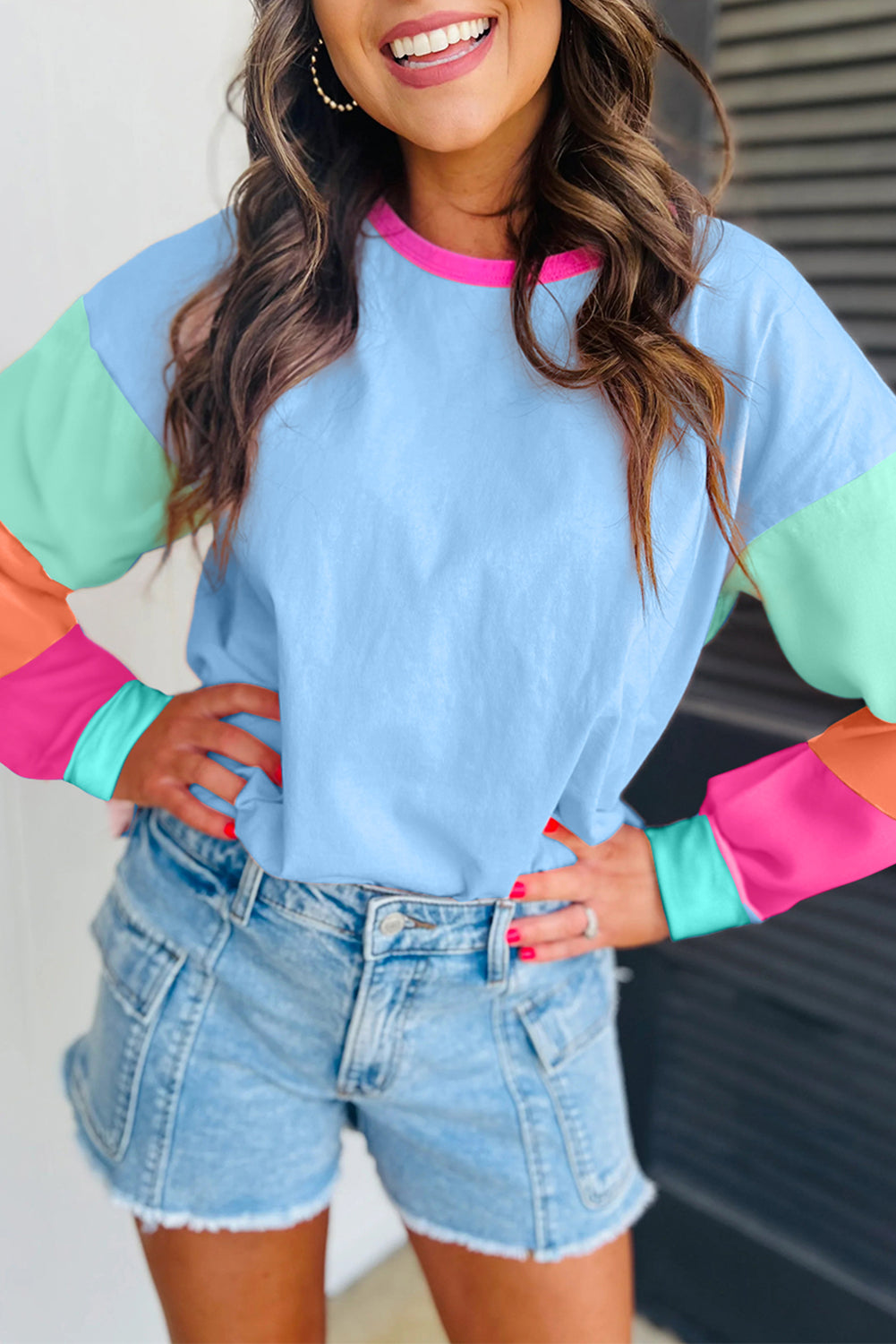 *WEBSITE EXCLUSIVE* Lucy Color Block Sleeve Loose Fit Top