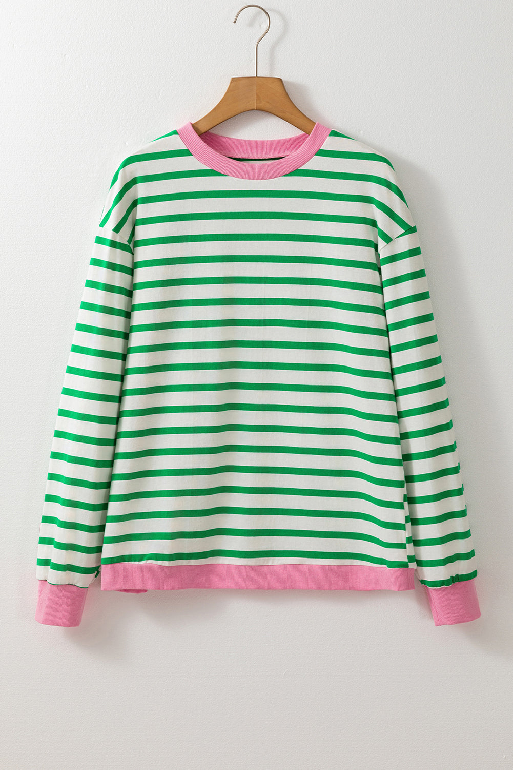 *Website Exclusive* Striped Contrast Trim Long Sleeve Top