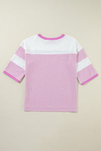 *WEBSITE EXCLUSIVE* Lily Dark Khaki Striped Patchwork Oversized Tee