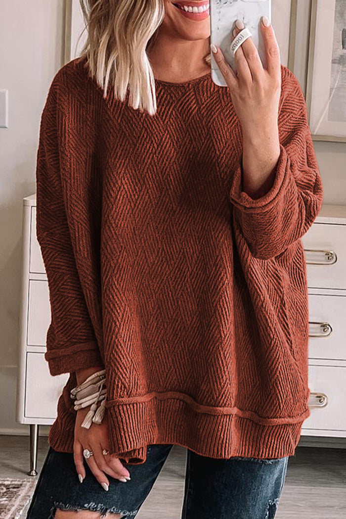 *Website Exclusive * Loose Round Neck Textured Sweater