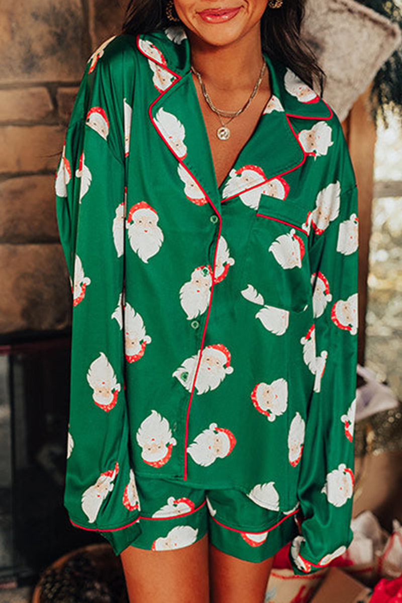 *WEBSITE EXCLUSIVE* Green Christmas Santa Pajama Set