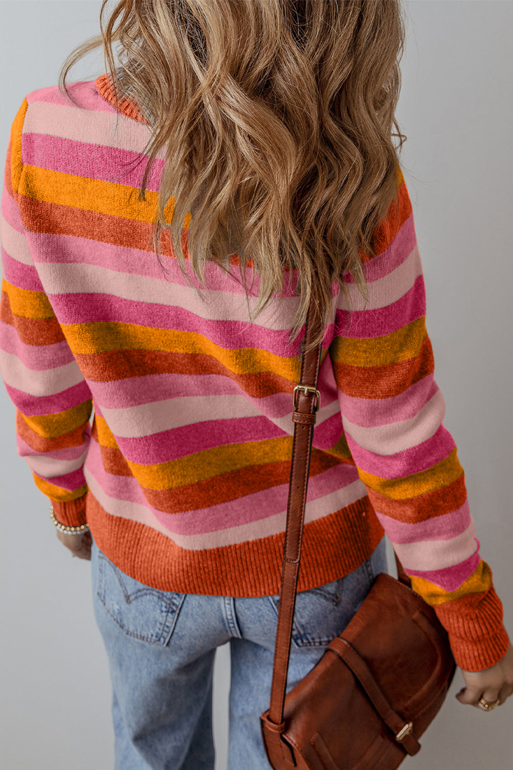 *WEBSITE EXCLUSIVE* Sarah Striped Ribbed Edge Round Neck Sweater (New Color)