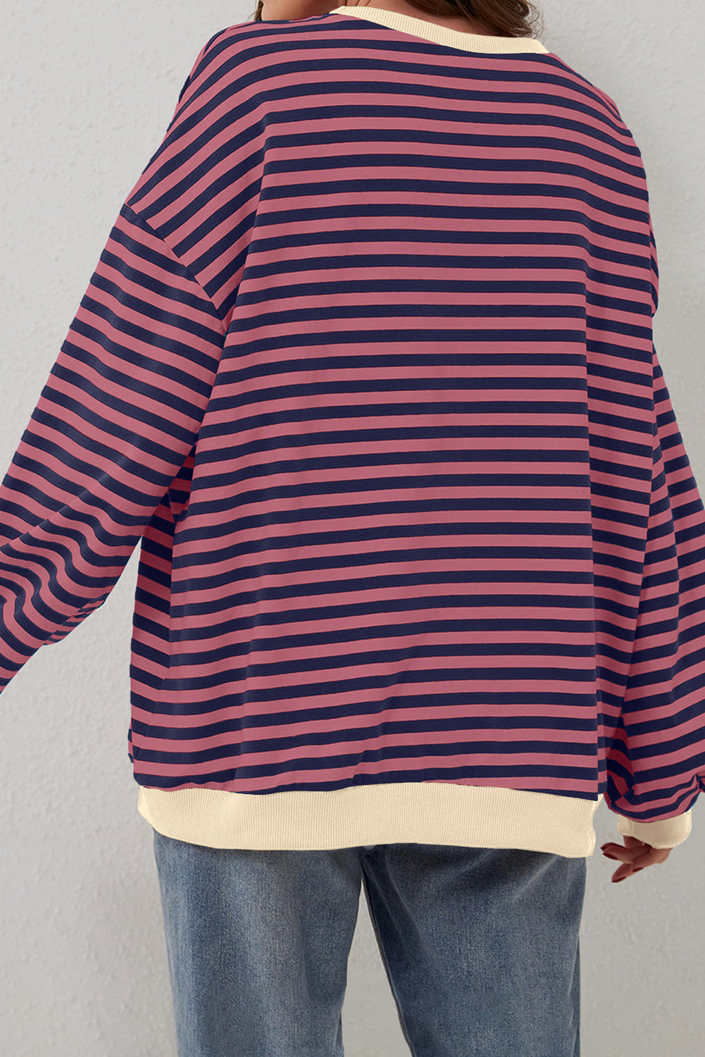 *WEBSITE EXCLUSIVE* Stripe Contrast Edge Oversized Pullover