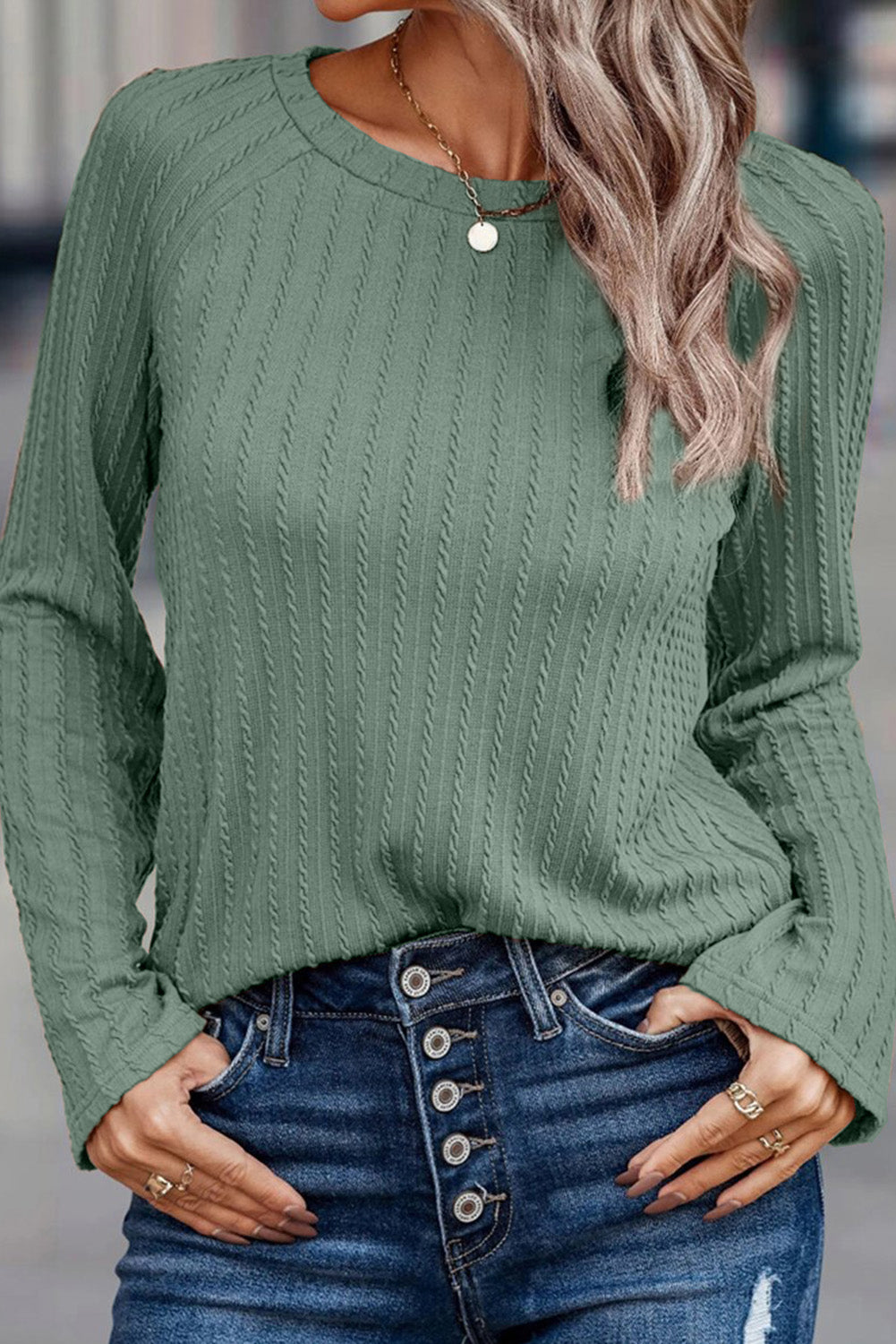 *WEBSITE EXCLUSIVE* Textured Knit Long Sleeve Top