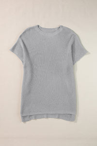 *WEBSITE EXCLUSIVE*  Delia Side Slit Short Sleeve Oversized Sweater