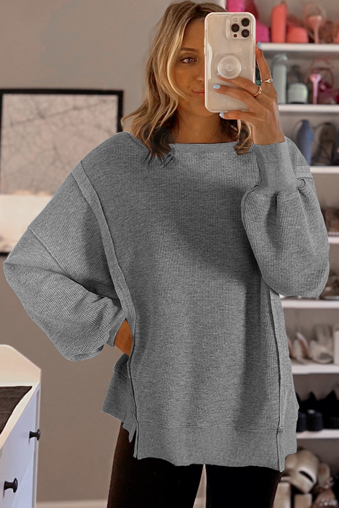 *WEBSITE EXCLUSIVE* Knit Bishop Sleeve Oversized Sweatshirt