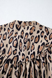 *Website Exclusive*  Leopard Print Balloon Sleeve Loose Blouse