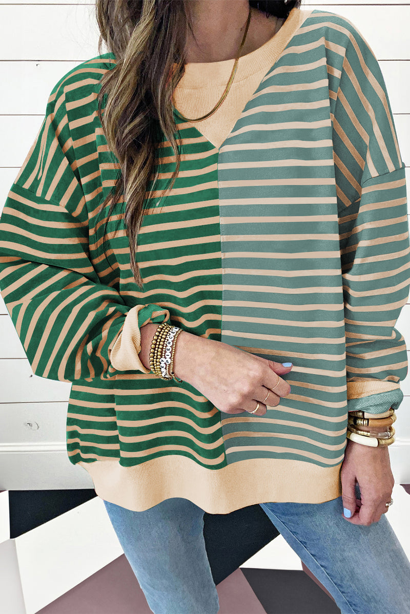 *WEBSITE EXCLUSIVE* Addie Stripe Colorblock Oversized Sweatshirt