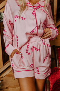 *WEBSITE EXCLUSIVE* Pink Candy Cane Print Pajama Set