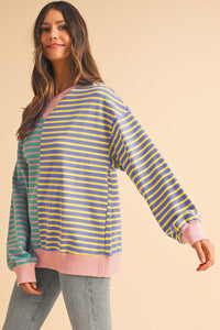 *WEBSITE EXCLUSIVE* Addie Stripe Colorblock Oversized Sweatshirt