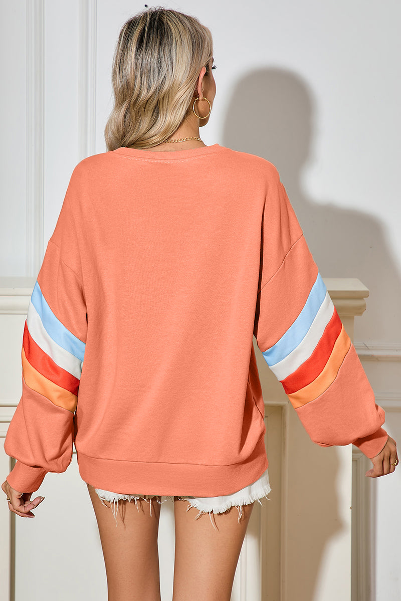 *WEBSITE EXCLUSIVE*  Patchwork Drop Sleeve Loose Sweatshirt