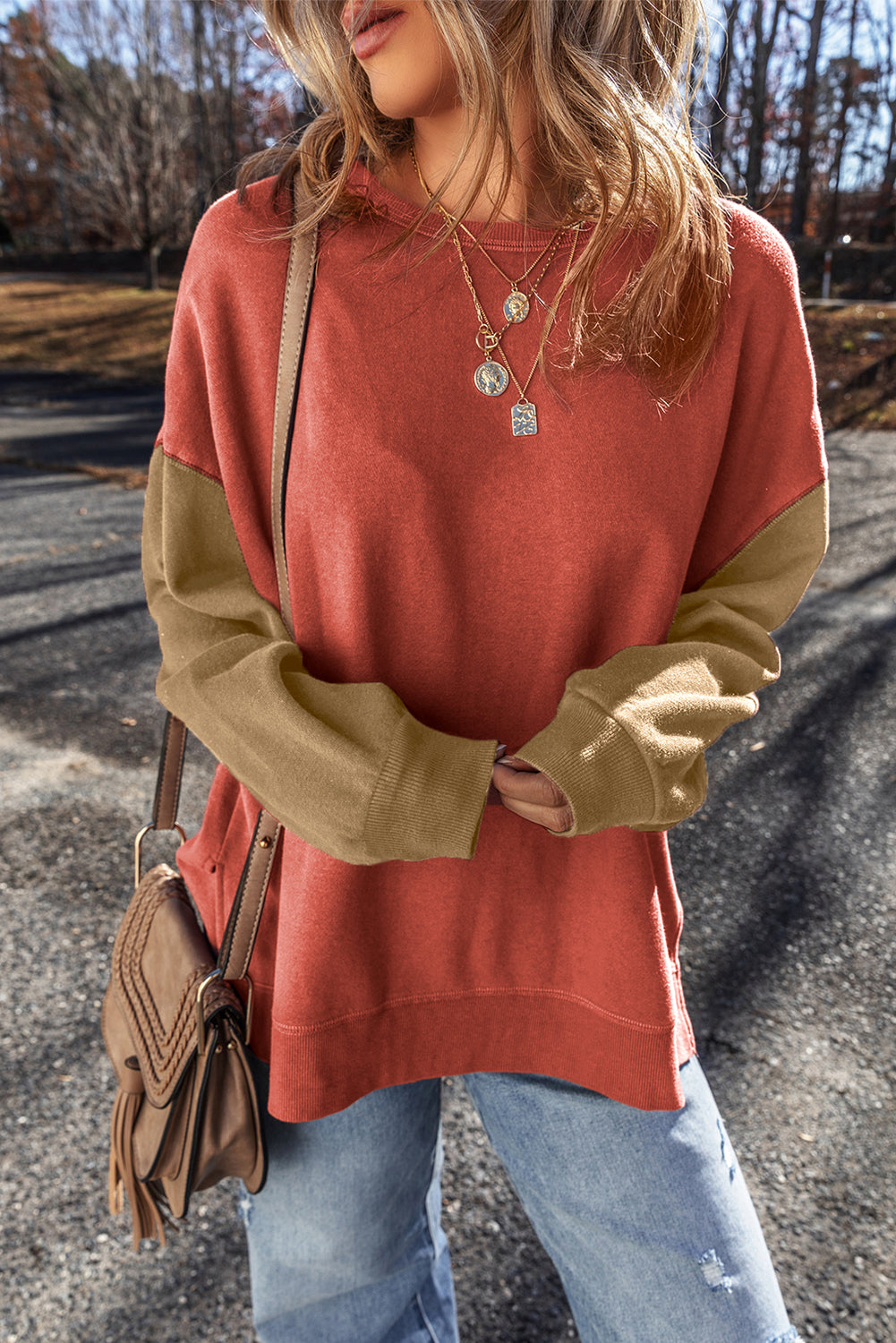 *WEBSITE EXCLUSIVE* Viola Two Tone Drop Shoulder Pullover Sweatshirt