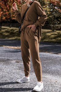 *Website Exclusive* Ali Coffee Solid Color High Low Pullover and Pants Set