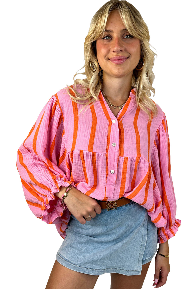 *WEBSITE EXCLUSIVE* Orange & Pink Stripe Top