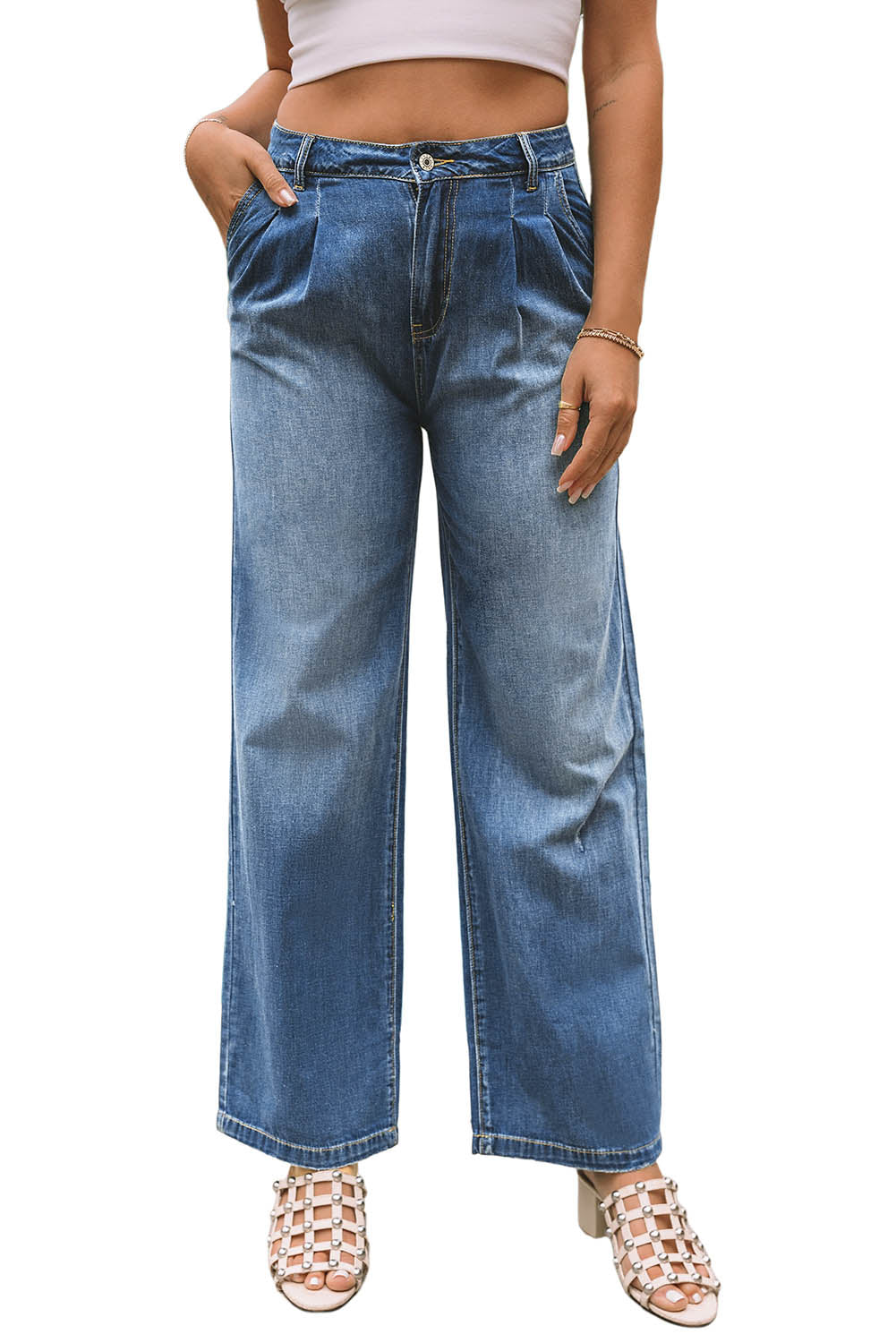 *WEBSITE EXCLUSIVE* Carly Dark Blue Slouchy Pocket Casual Wide Leg Jeans