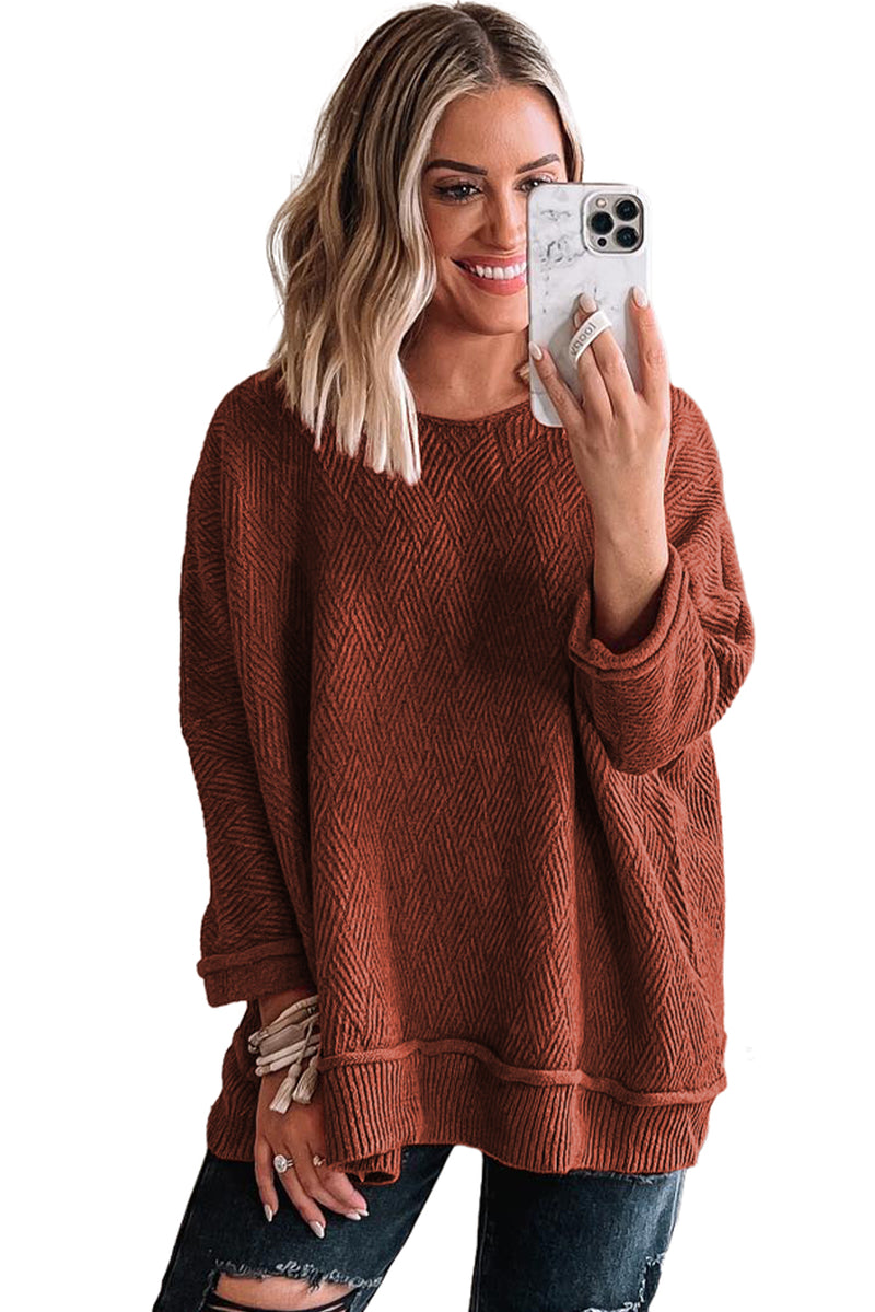 *Website Exclusive * Loose Round Neck Textured Sweater