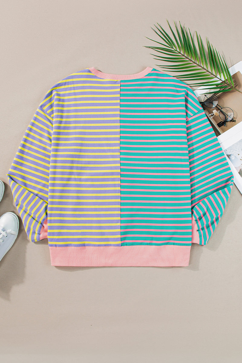 *WEBSITE EXCLUSIVE* Addie Stripe Colorblock Oversized Sweatshirt