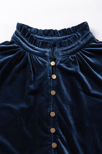 *Website Exclusive * Elle  Buttoned V Neck Velvet Blouse