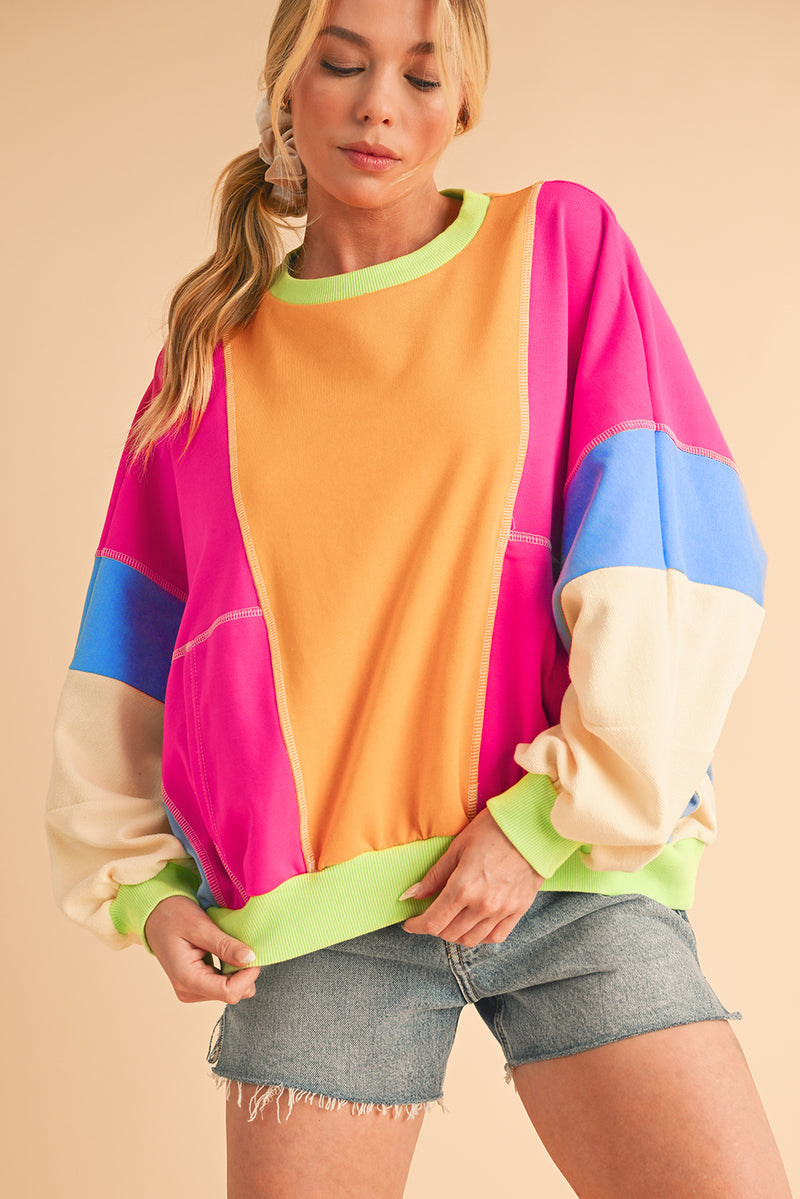 *Website Exclusive * Colorblock Patchwork Drop Shoulder Top