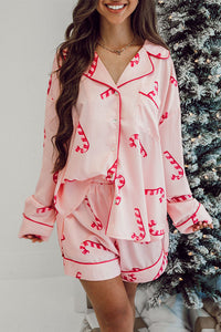 *WEBSITE EXCLUSIVE* Pink Candy Cane Print Pajama Set