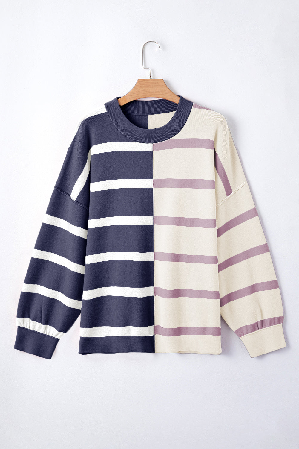 *WEBSITE EXCLUSIVE* Hannah Stripe Exposed Seam Loose Sweatshirts