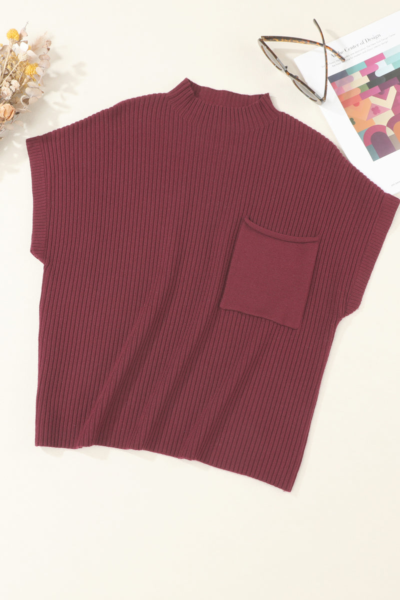 *Website Exclusive* Lee Patch Pocket Ribbed Knit Short Sleeve Sweater