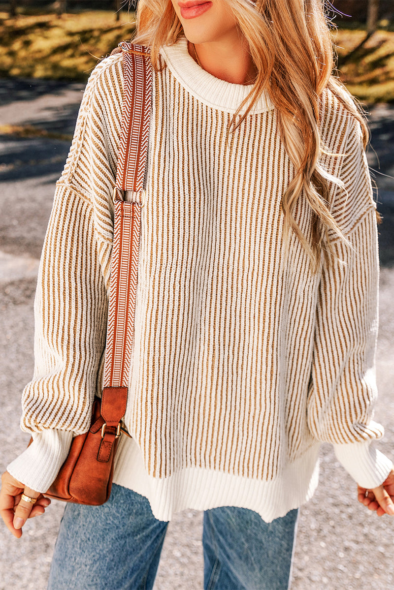 *WEBSITE EXCLUSIVE* Isla Striped Contrast Trim Loose Sweater