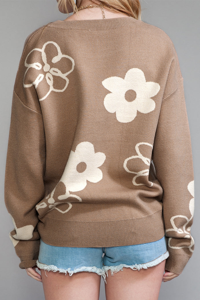 *WEBSITE EXCLUSIVE* Camel Floral Print Sweater