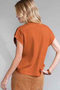 *Website Exclusive* Lee Patch Pocket Ribbed Knit Short Sleeve Sweater