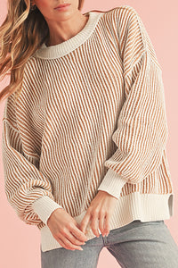 *WEBSITE EXCLUSIVE* Isla Striped Contrast Trim Loose Sweater