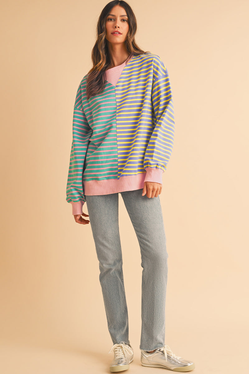 *WEBSITE EXCLUSIVE* Addie Stripe Colorblock Oversized Sweatshirt