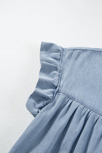 *WEBSITE EXCLUSIVE*  Ruffle Short Sleeve Tiered Denim Dress