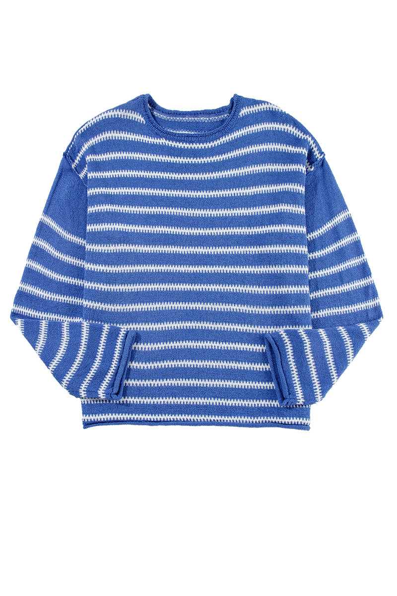 *WEBSITE EXCLUSIVE*  Aria Stripe Round Neck Drop Shoulder Sweater