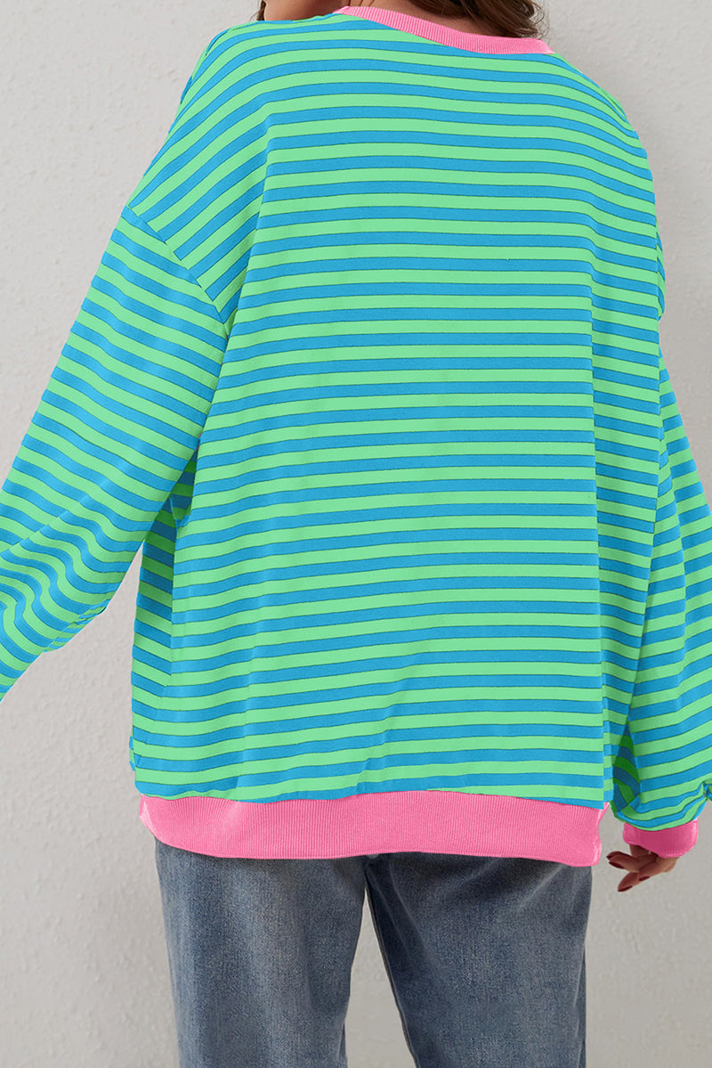 *WEBSITE EXCLUSIVE* Stripe Contrast Edge Oversized Pullover