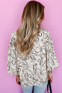 *WEBSITE EXCLUSIVE* Faye  Beige Abstract Print Blouse