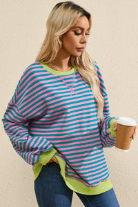 *WEBSITE EXCLUSIVE* Stripe Contrast Edge Oversized Pullover