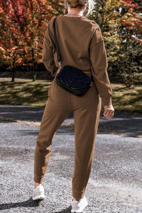 *Website Exclusive* Ali Coffee Solid Color High Low Pullover and Pants Set