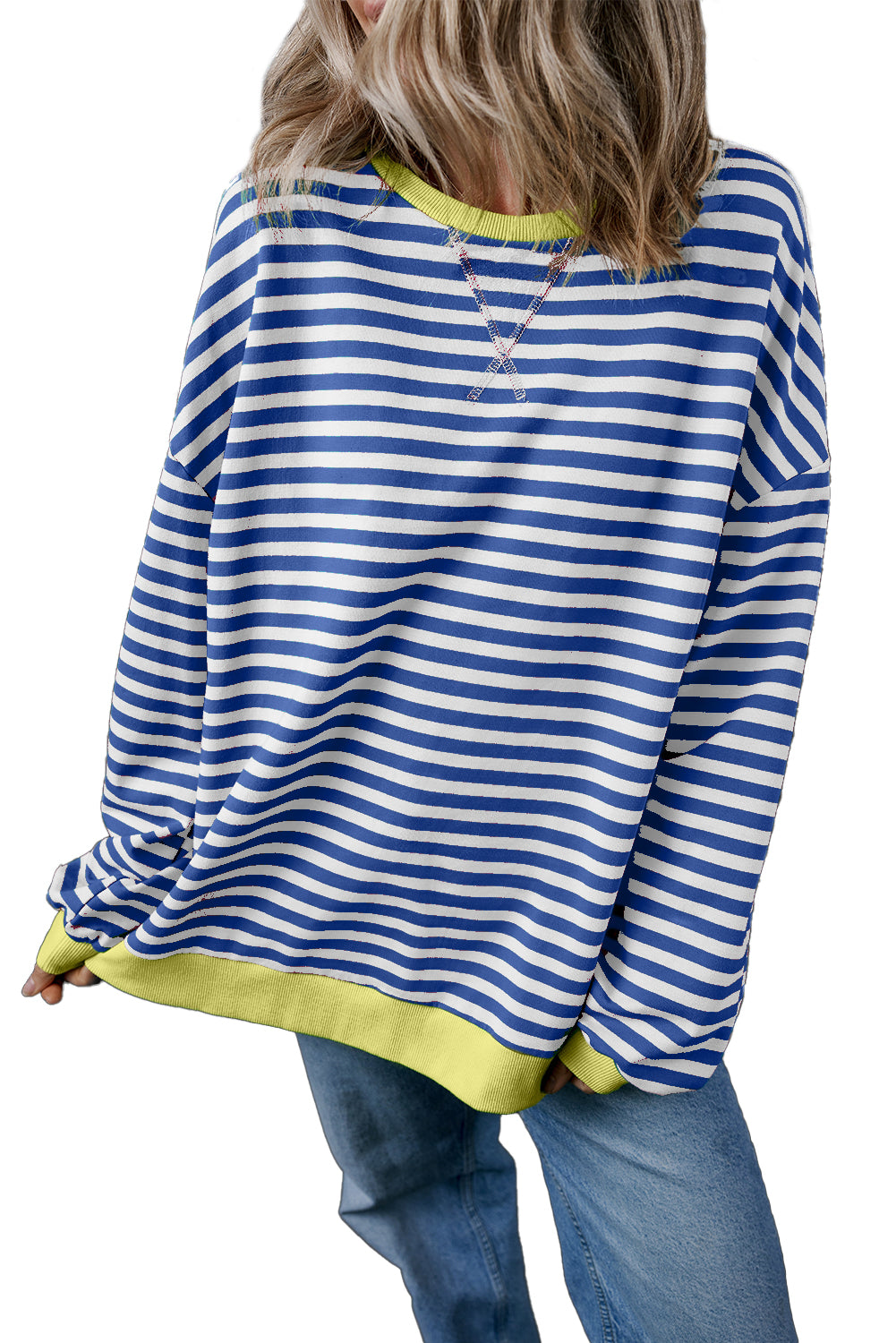 *WEBSITE EXCLUSIVE* Stripe Contrast Edge Oversized Pullover