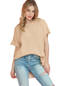 *WEBSITE EXCLUSIVE*  Delia Side Slit Short Sleeve Oversized Sweater