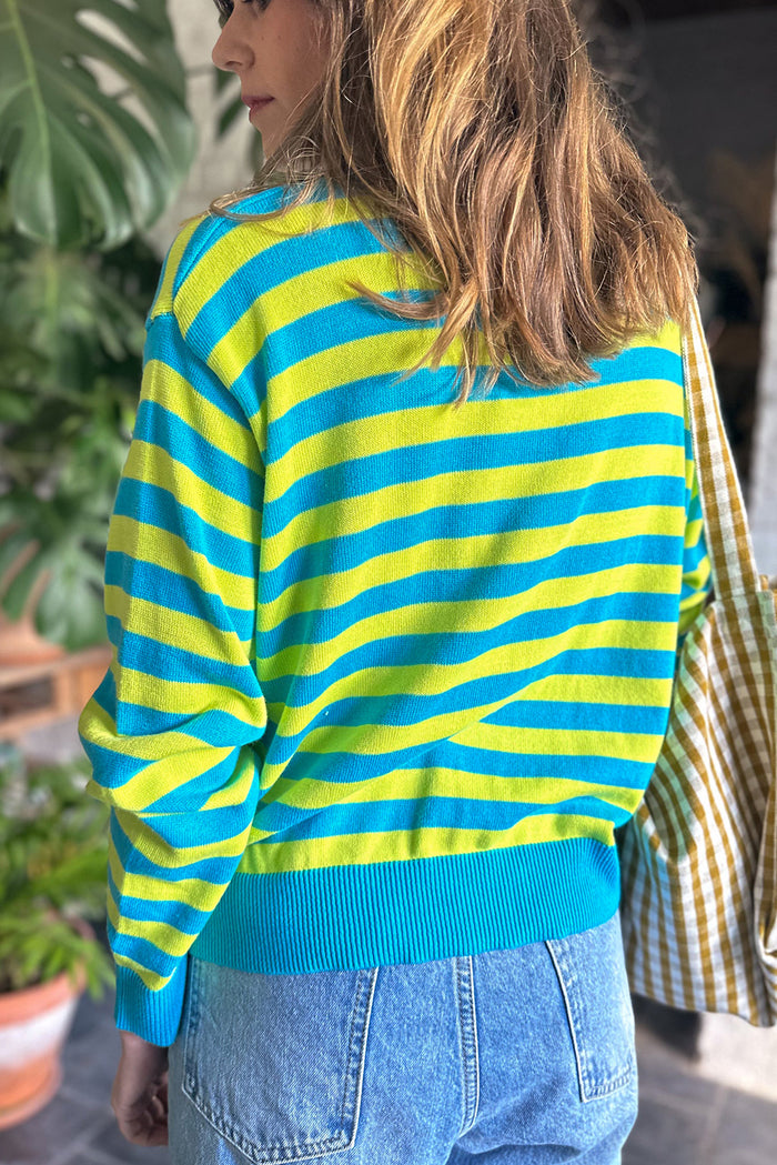 *WEBSITE EXCLUSIVE* Alice Green Stripe Crew Neck Sweater