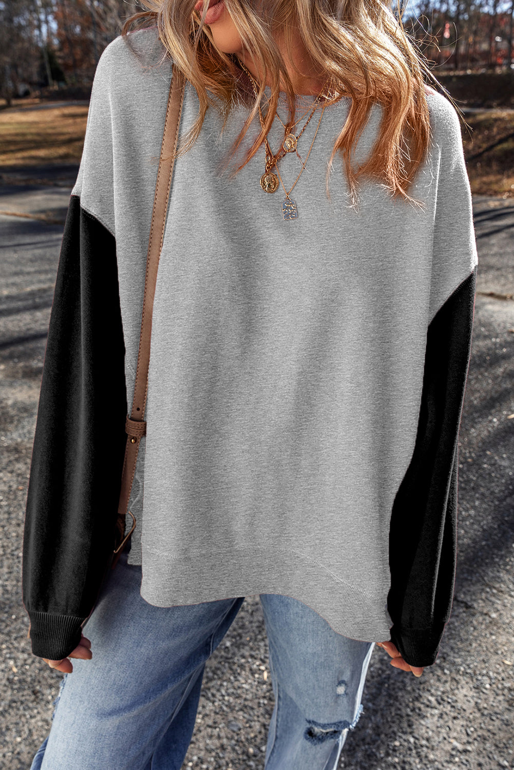 *WEBSITE EXCLUSIVE* Viola Two Tone Drop Shoulder Pullover Sweatshirt