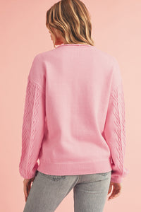 *WEBSITE EXCLUSIVE*  Matilda Flower Pattern Knitted Notched Neck Sweater