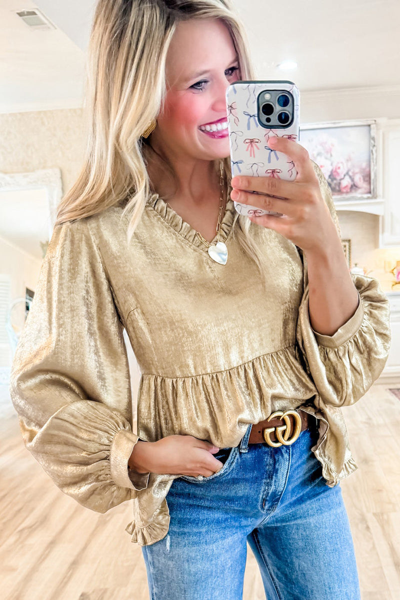 *WEBSITE EXCLUSIVE* Kate Gold Metallic Babydoll Blouse