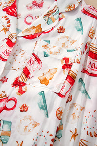 *WEBSITE EXCLUSIVE* White Christmas Pattern Pajama Set