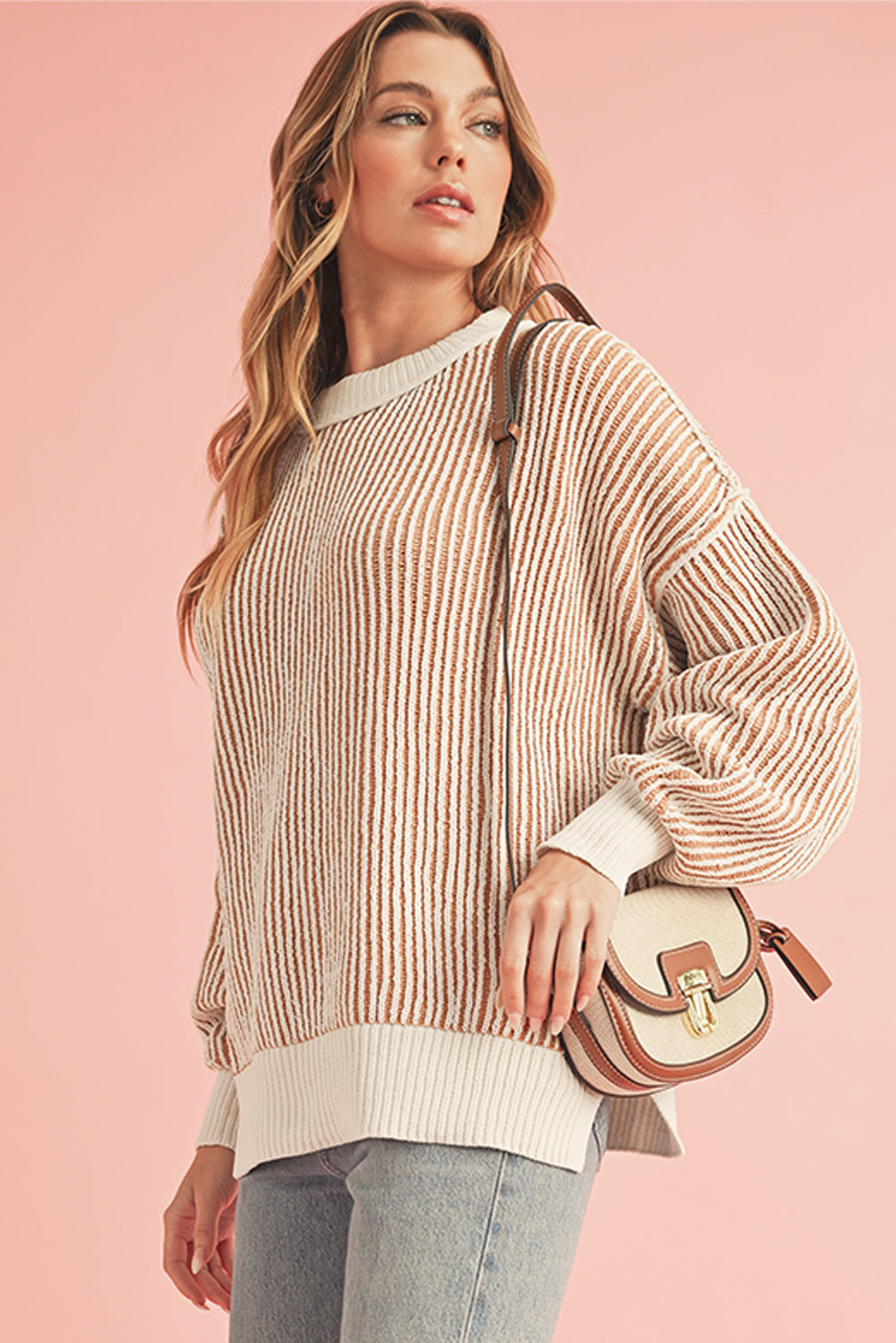 *WEBSITE EXCLUSIVE* Isla Striped Contrast Trim Loose Sweater