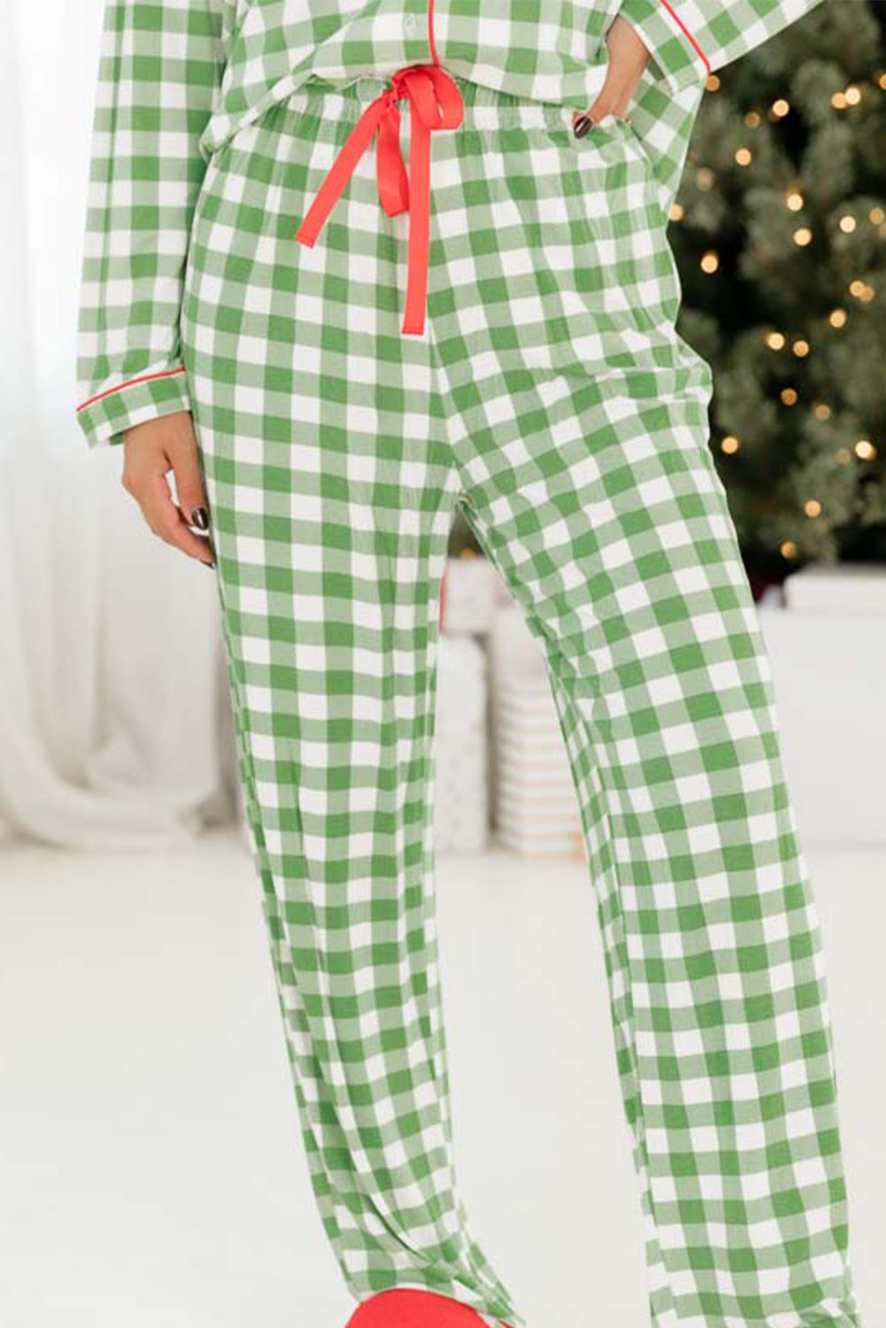 *WEBSITE EXCLUSIVE* Light Green Checked Pajama Set