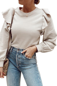 *WEBSITE EXCLUSIVE* Ruffle Shoulder Long Sleeve Top