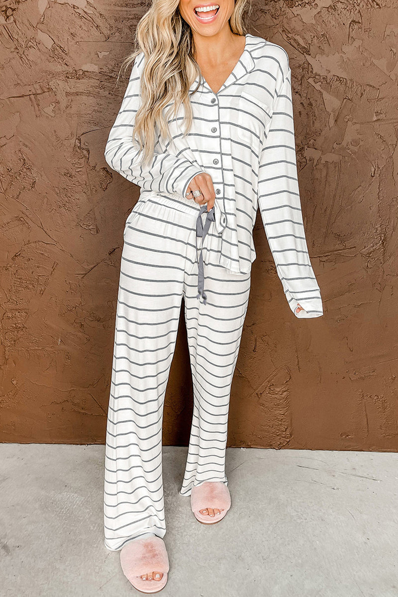 *WEBSITE EXCLUSIVE* White Striped Pajama Set