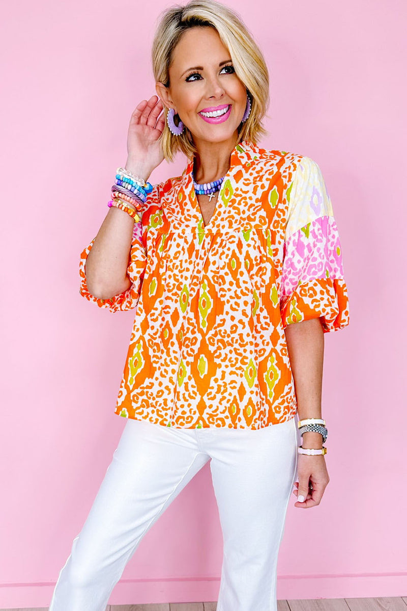 *WEBSITE EXCLUSIVE* Orange Animal Print Blouse