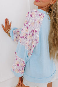 *WEBSITE EXCLUSIVE* Piper Rib Floral Patchwork Balloon Sleeve Top